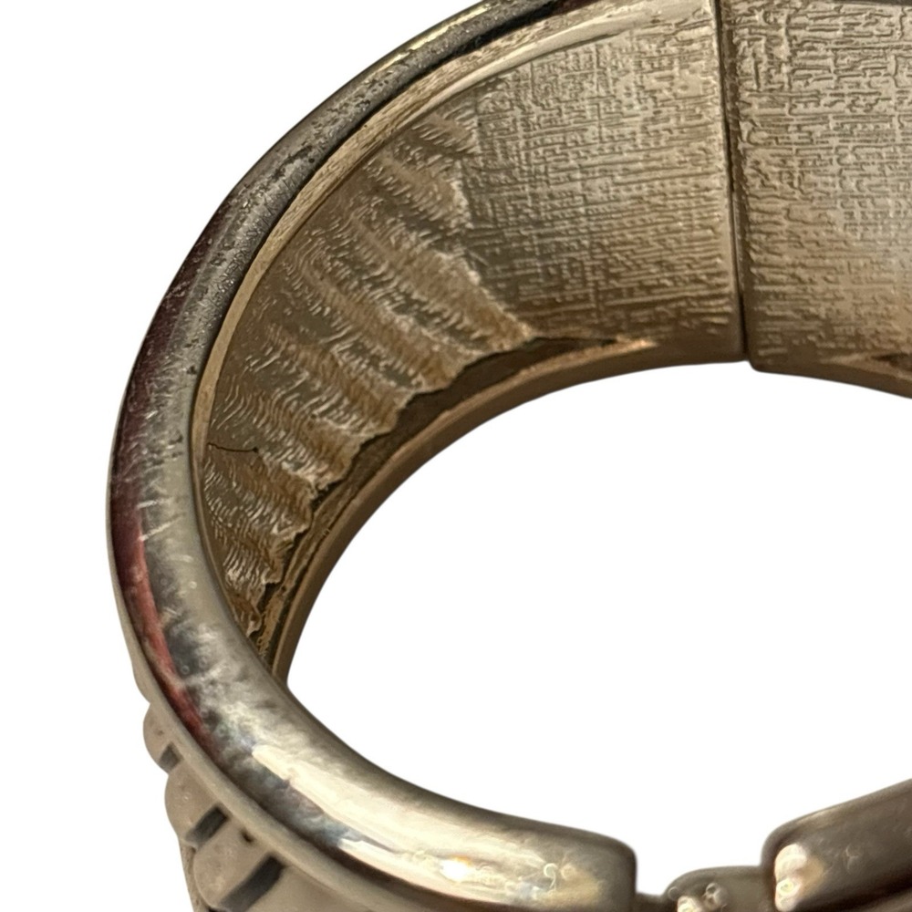 Vintage Premier Designs Ribbed Cuff Bracelet Hinged Clamp Silver Tone‎ Chunky - Picture 11 of 16
